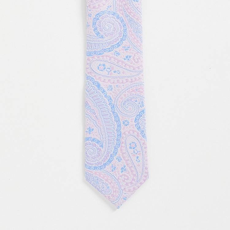 Cravatta sottile rosa confetto con stampa cachemire blu Asos Uomo Accessori Cravatte e accessori Cravatte 