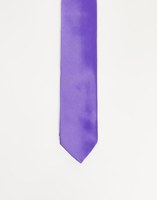 ASOS DESIGN - Cravatta sottile viola lucida 