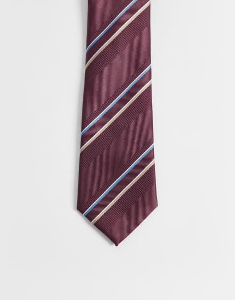 ASOS DESIGN - Cravatta stile rugby a righe sottili bordeaux - view 1