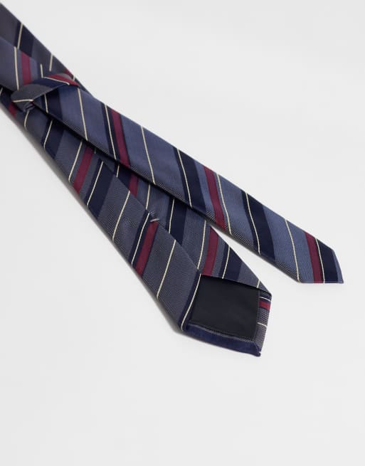 ASOS DESIGN - Cravatta stile rugby blu navy a righe multicolore, 3 di 3
