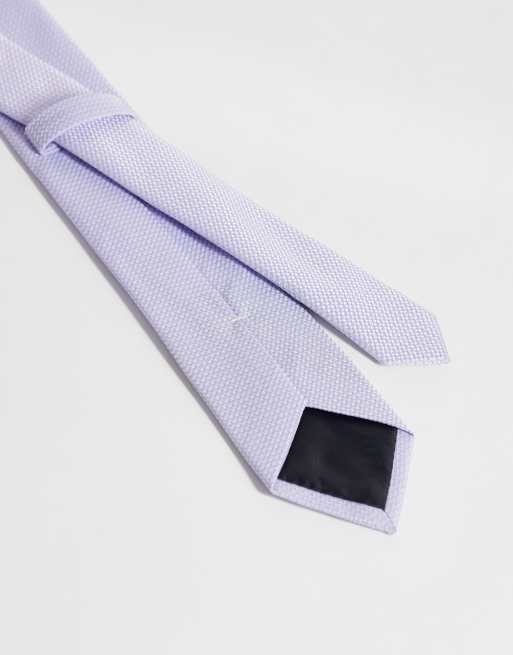 ASOS DESIGN - Cravatta testurizzata e fazzoletto da taschino lilla, 2 di 3