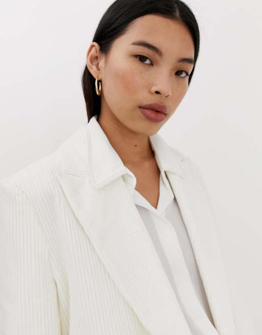 White cord shop blazer