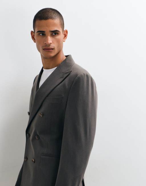 ASOS DESIGN crease resistant double breasted suit jacket in dark brown, 3 of 5