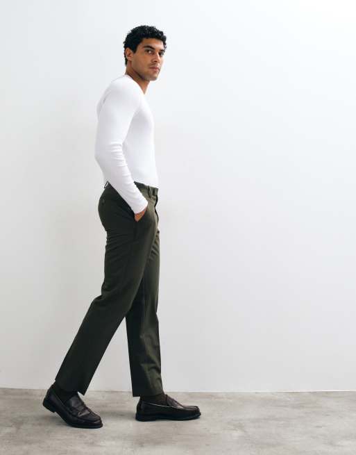 ASOS DESIGN crease resistant slim suit pant in olive green, 4 of 5