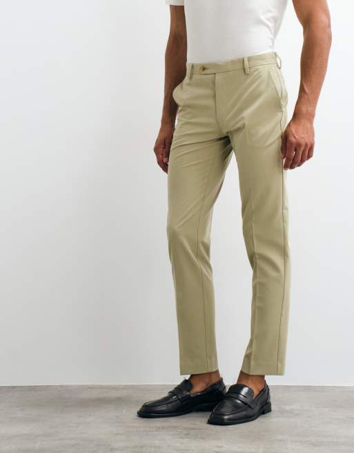 ASOS DESIGN crease resistant slim suit pants in olive green, 4 of 5