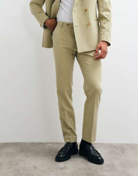 ASOS DESIGN crease resistant slim suit trouser in olive green - view 1
