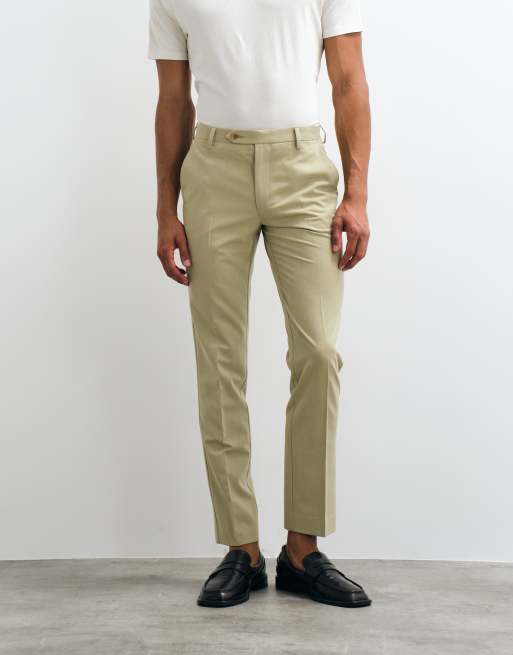 ASOS DESIGN crease resistant slim suit trouser in olive green, 2 of 5