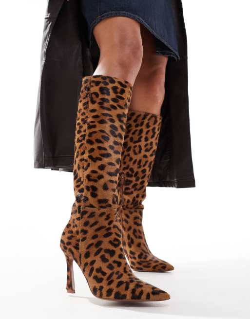 ASOS DESIGN - Create - Stivali al ginocchio leopardati con tacco , 2 di 4