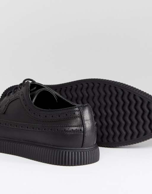 ASOS DESIGN chunky sole creeper in black leather