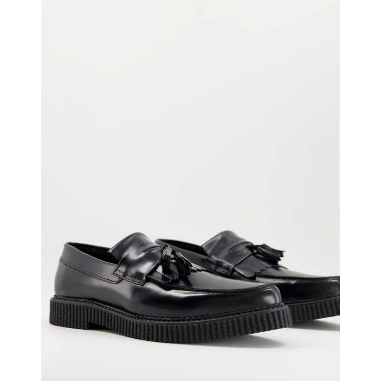 ASOS DESIGN creeper loafer in black leather | ASOS