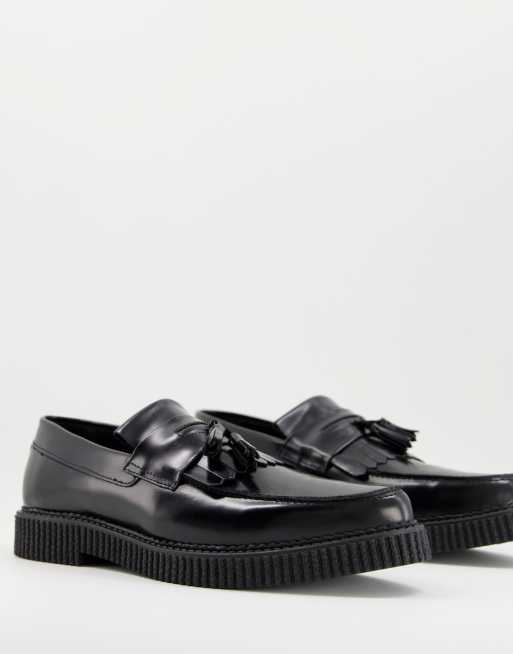 ASOS DESIGN chunky sole creeper in black leather