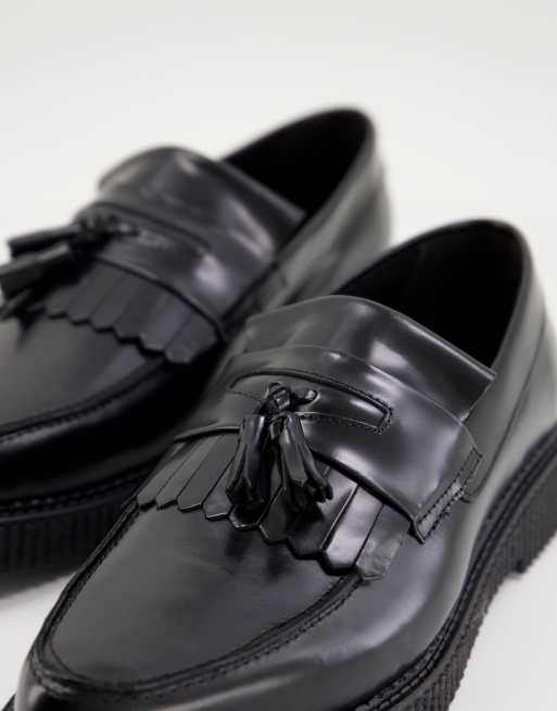 ASOS DESIGN creeper loafer in black leather