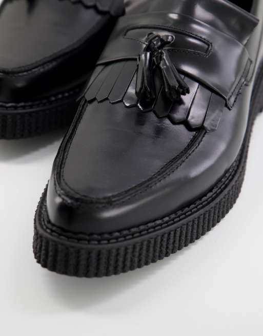 ASOS DESIGN chunky sole creeper in black leather