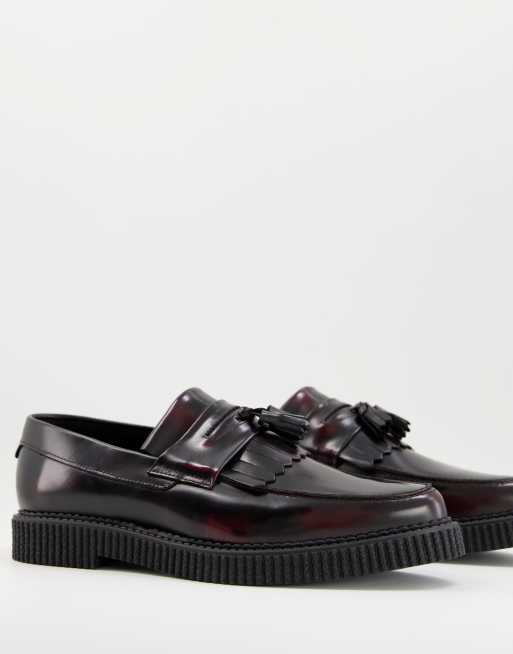 ASOS DESIGN creeper loafer in burgundy leather 