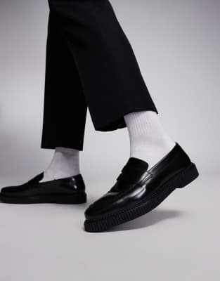 ASOS DESIGN ASOS DESIGN creeper loafers in black leather