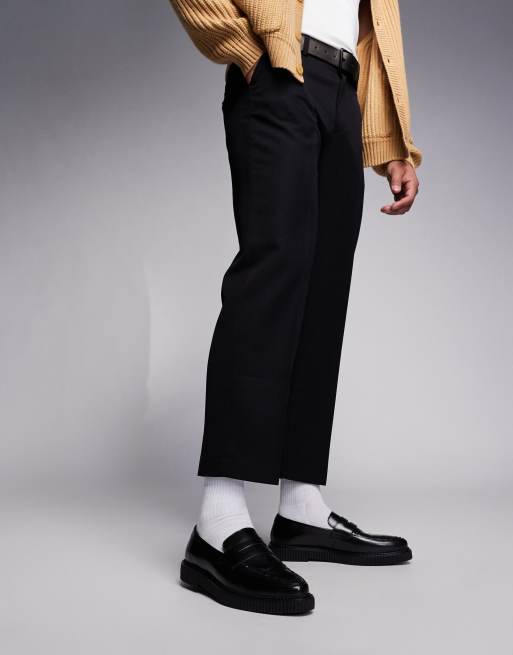 ASOS DESIGN creeper loafers in black leather