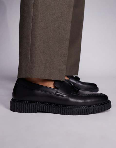 ASOS DESIGN creeper loafers in black leather - view 1