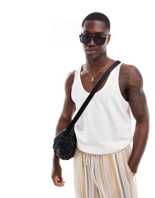ASOS DESIGN - Creme top i vaffelstof