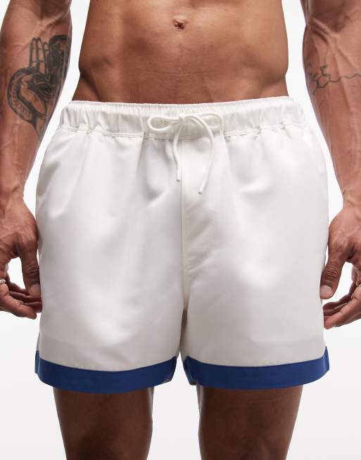 ASOS DESIGN - Cremefarvede korte badeshorts med kontrastdetalje - Del af sæt, 5 af 5