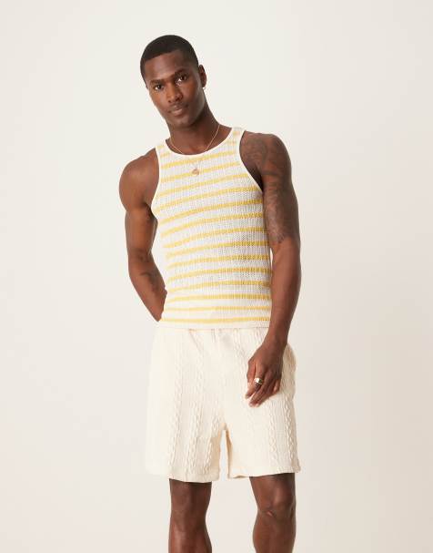 ASOS DESIGN - Cremefarvede oversized shorts med kabeltekstur - view 1