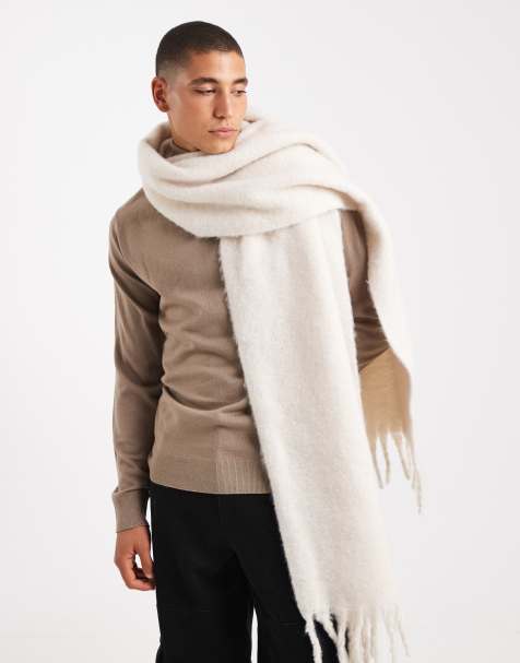 ASOS DESIGN - Cremefarvet og vævet halstørklæde med børstet finish - view 1