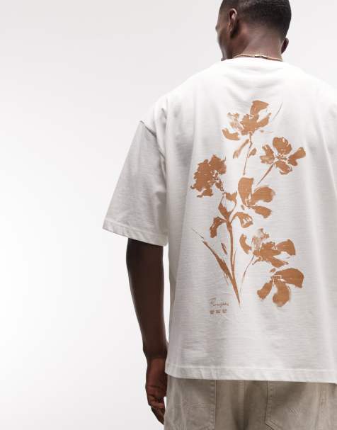 ASOS DESIGN - Cremefarvet oversized T-shirt med blomstergrafik - view 1