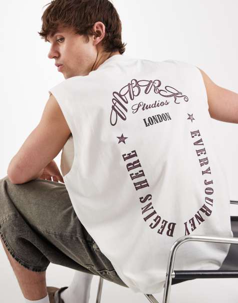 ASOS DESIGN - Cremefarvet oversized tanktop med "MBRK"-tekstgrafik - view 1