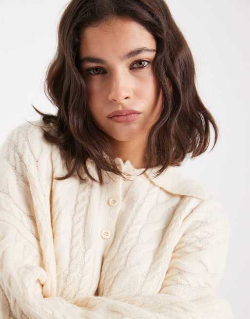 ASOS DESIGN - Cremefarvet polotop i kabelstrik, 4 af 4