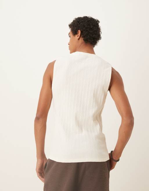 ASOS DESIGN - Cremefarvet tætsiddende tanktop i tekstureret ribstrik, 3 af 4