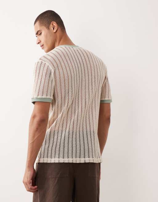 ASOS DESIGN - Cremehvid afslappet ringer-T-shirt i ribstrikket tekstur, 5 af 5