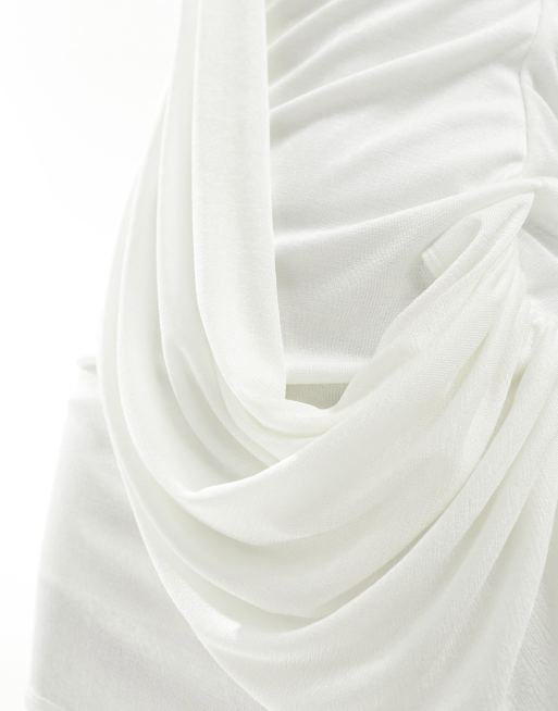 ASOS DESIGN - Cremehvid bandeau-midikjole med draperet skærfdetalje, 2 af 4