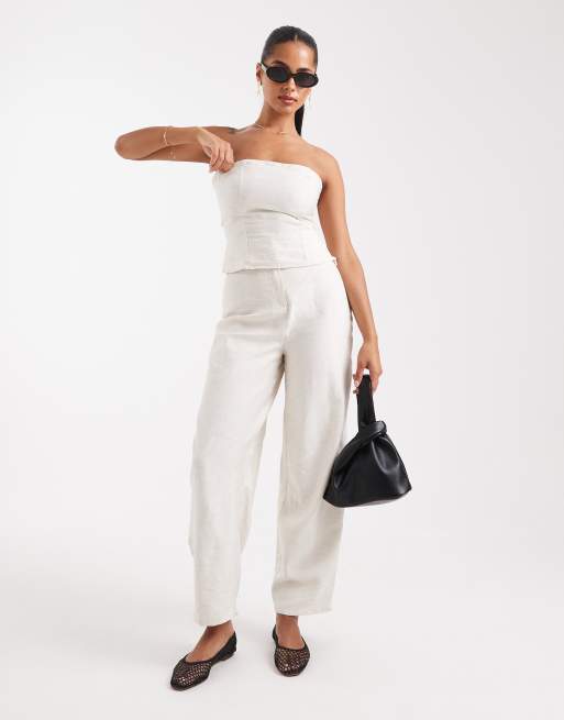 ASOS DESIGN - Cremehvid bandeau-top med indsyninger i taljen - Del af sæt, 2 af 4