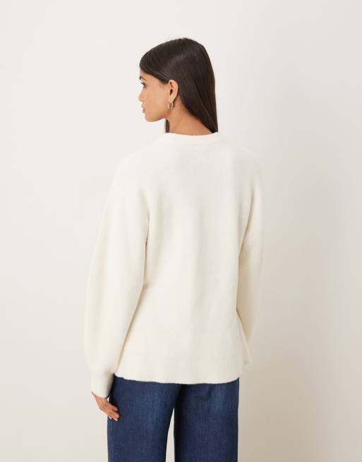 ASOS DESIGN - Cremehvid blød longline-trøje med tætsiddende talje og rund hals, 3 af 4