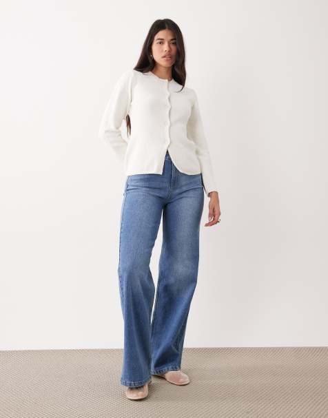 ASOS DESIGN - Cremehvid cardigan i strikket bouclé med indsyet talje - view 1