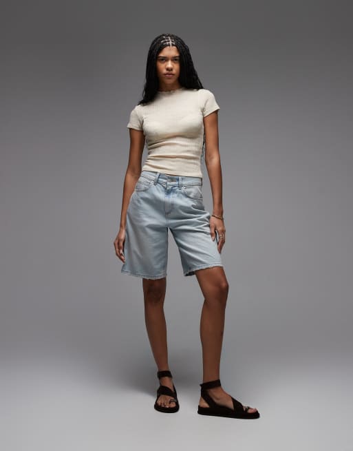 ASOS DESIGN - Cremehvid gennemsigtig top med ribber og korte ærmer samt ståkrave, 2 af 4