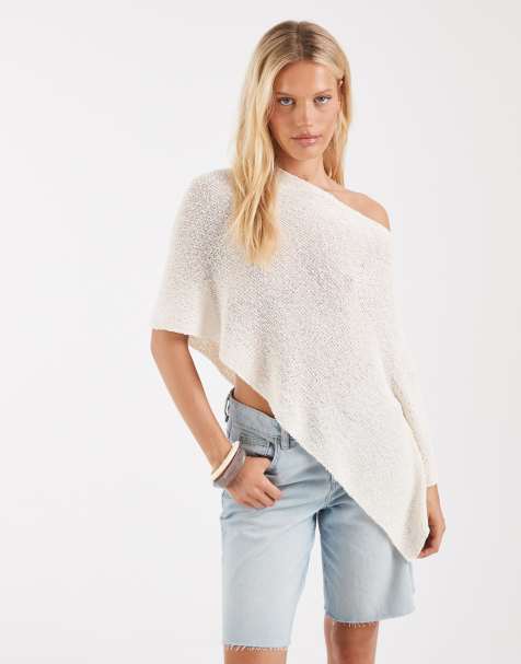 ASOS DESIGN - Cremehvid kappe i strik med nistret tekstur - view 1