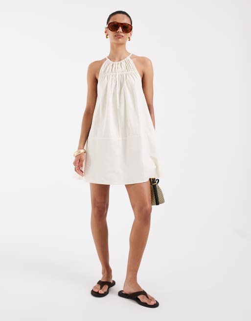 ASOS DESIGN - Cremehvid minikjole med trapez-formet talje og halterneck, 2 af 4