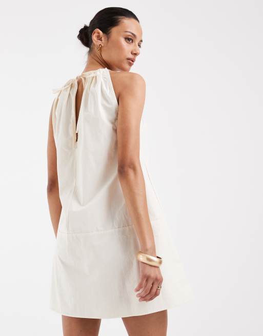 ASOS DESIGN - Cremehvid minikjole med trapez-formet talje og halterneck, 4 af 4