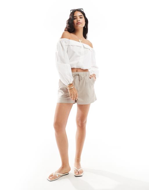 ASOS DESIGN - Cremehvid offshoulder-top med blouson-ærmer, 2 af 4
