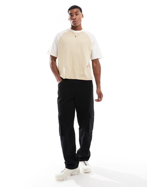 ASOS DESIGN - Cremehvid og afslappet raglan-t-shirt med firkantet snit, 2 af 4