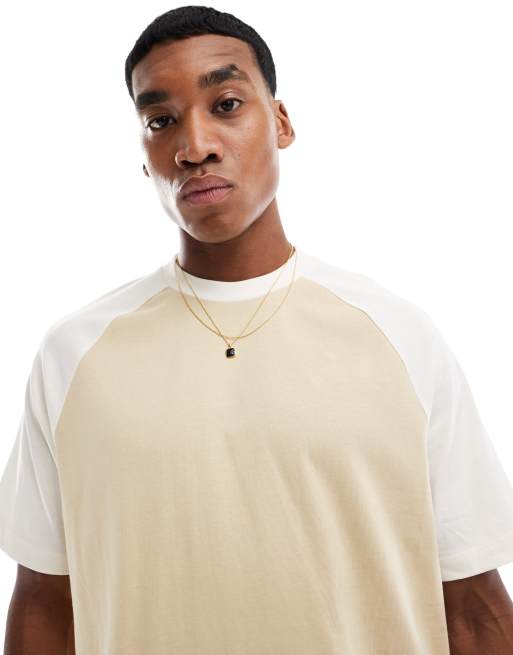 ASOS DESIGN - Cremehvid og afslappet raglan-t-shirt med firkantet snit, 3 af 4