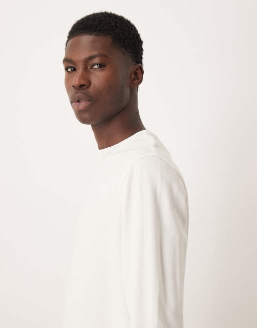 ASOS DESIGN - Cremehvid og langærmet T-shirt med rund hals i bouclé , 4 af 5
