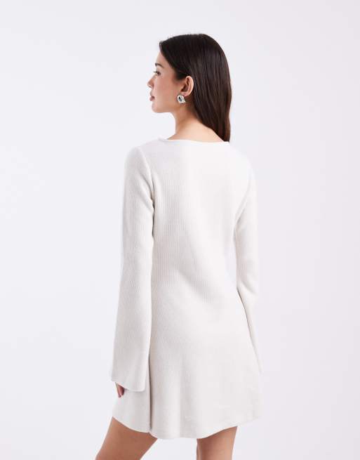 ASOS DESIGN - Cremehvid og superblød minikjole med ærmer med svaj, 4 af 4