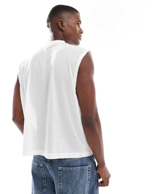ASOS DESIGN - Cremehvid oversized mesh-top i firkantet pasform , 3 af 4
