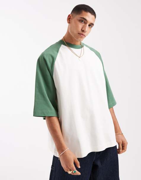 ASOS DESIGN - Cremehvid oversized raglan-T-shirt i kraftigt stof - view 1