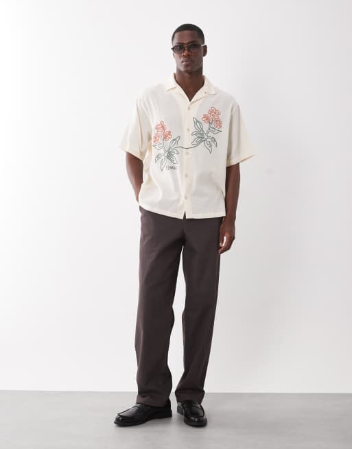 ASOS DESIGN - Cremehvid oversized skjorte med blomstermotiv, 3 af 5