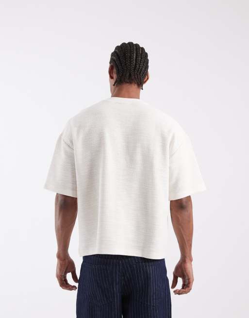 ASOS DESIGN - Cremehvid oversized T-shirt i bouclé i firkantet pasform, 4 af 5
