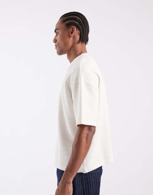 ASOS DESIGN - Cremehvid oversized T-shirt i bouclé i firkantet pasform, 5 af 5