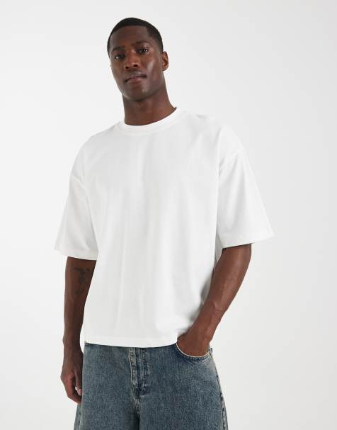 ASOS DESIGN - Cremehvid oversized T-shirt i kraftigt stof i firkantet pasform - view 1