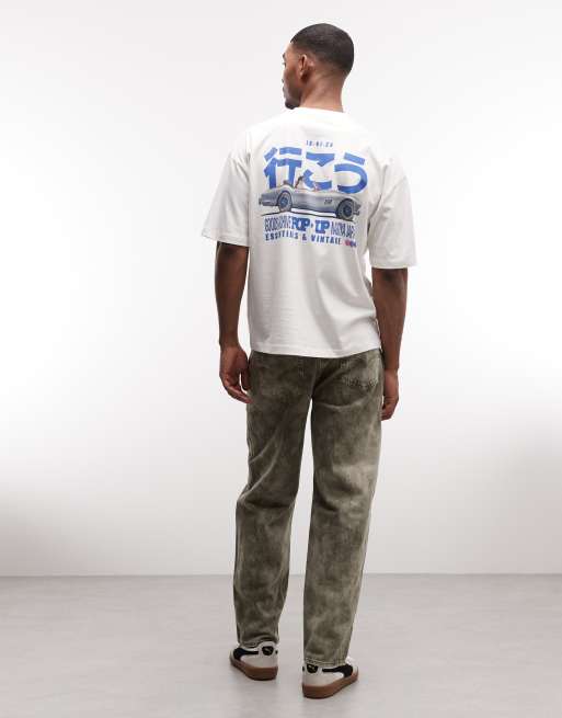 ASOS DESIGN - Cremehvid oversized T-shirt med bilprint og firkantet pasform, 2 af 5
